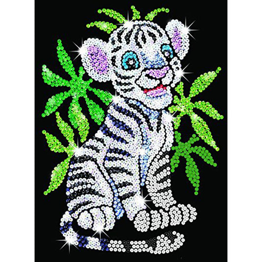 Toby the White Tiger Cub, Sequin Art® Red Sparkling Arts & Crafts Picture Kit